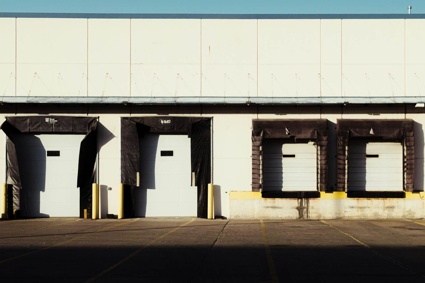 Loading dock doors at a freight warehouse